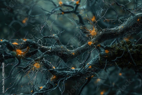 Detailed view of a tree with numerous branches, perfect for nature themes
