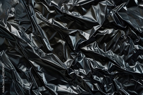 Close up of shiny black fabric, suitable for fashion or texture backgrounds