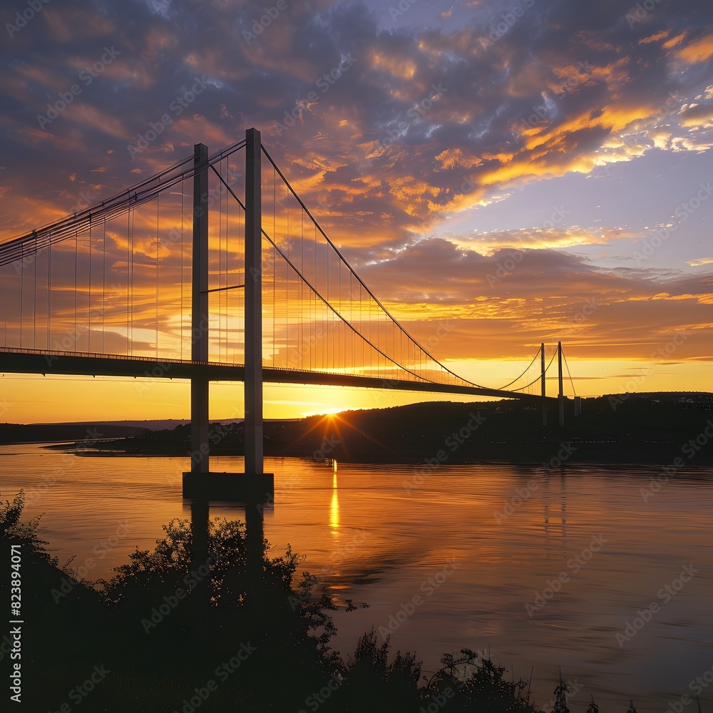 Obraz premium Transportation infrastructure A modern suspension bridge