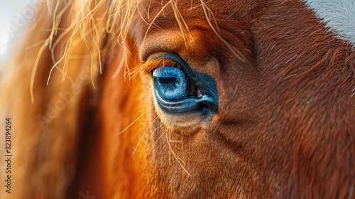 Detailed close-up of a brown and white horse s eye. Perfect for animal and nature themes