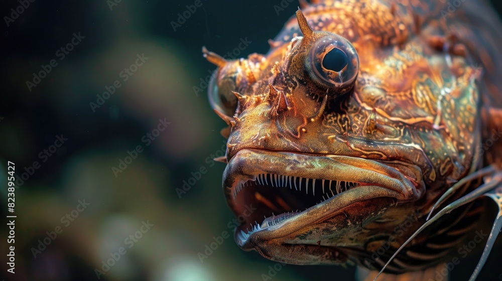 Close up of a fish with its mouth open, suitable for aquatic themes Close up of a fish with its mouth open, suitable for aquatic themes