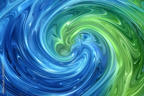 Swirling abstract background in vibrant shades of blue and green  with fluid  dynamic patterns 