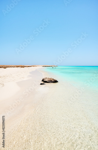 Beautiful sandy beach with turquoise water, Egypt. © MaciejBledowski