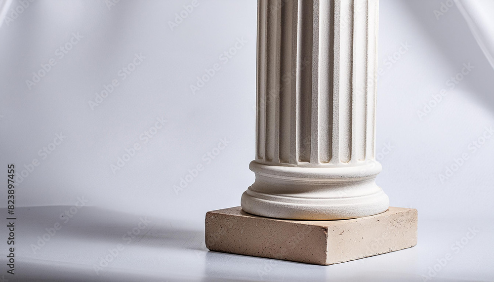 A white pillar with a square base A white pillar with a square base