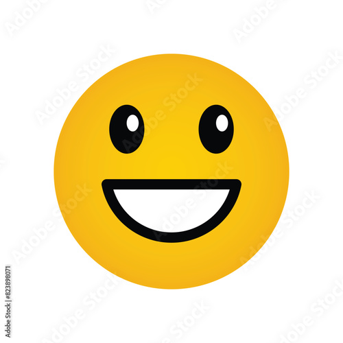 cheerful face emoji yellow color icon vector design illustration template in trendy style