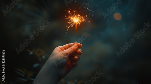 Person Holding Sparkler in Hand