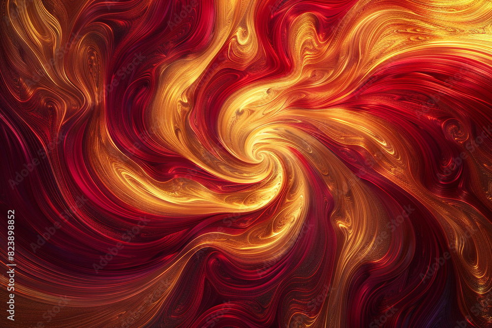 Swirling patterns in rich hues of red and gold, creating a warm, luxurious abstract background,