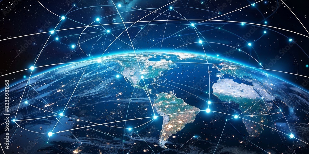 5G telecommunications world space low orbit Global connection internet satellite web data network 5G telecommunications world space low orbit Global connection internet satellite web data network