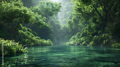 Pristine Forest with Crystal-Clear River