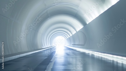 Modern Tunnel with bright light at end