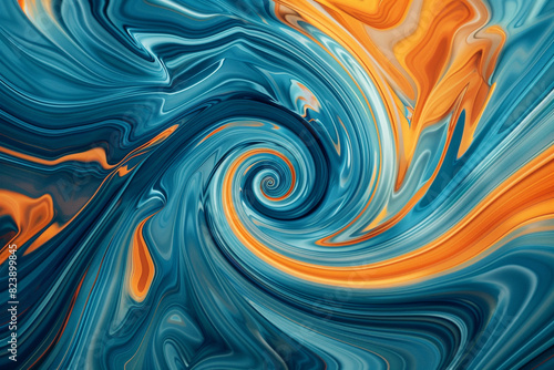 Swirling patterns in shades of blue and orange  creating a vibrant  dynamic abstract background 