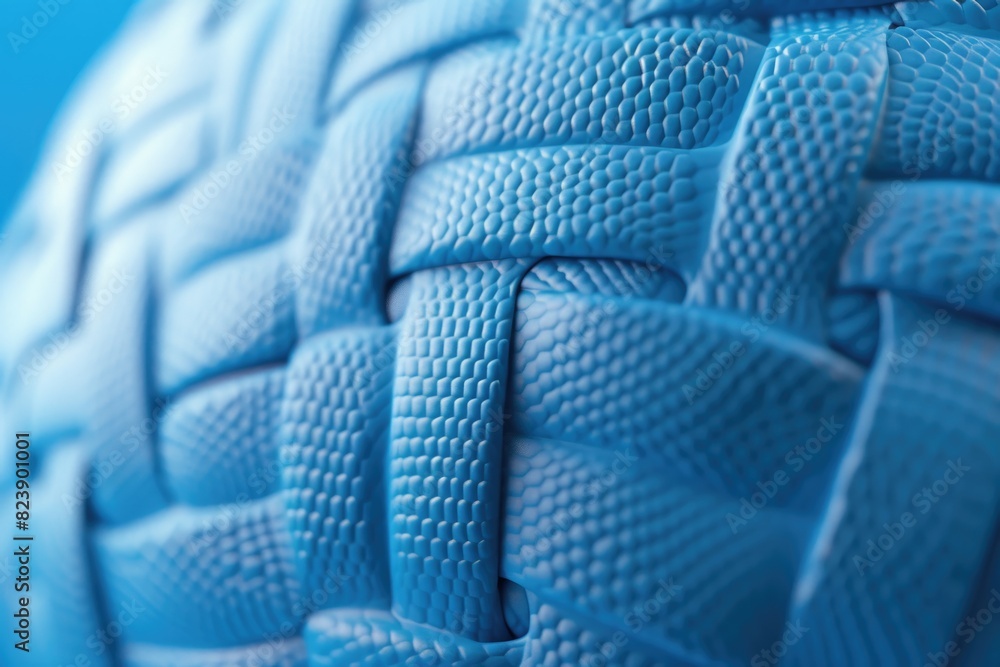 Obraz premium Detailed shot of a blue leather ball, suitable for sports and leisure concepts