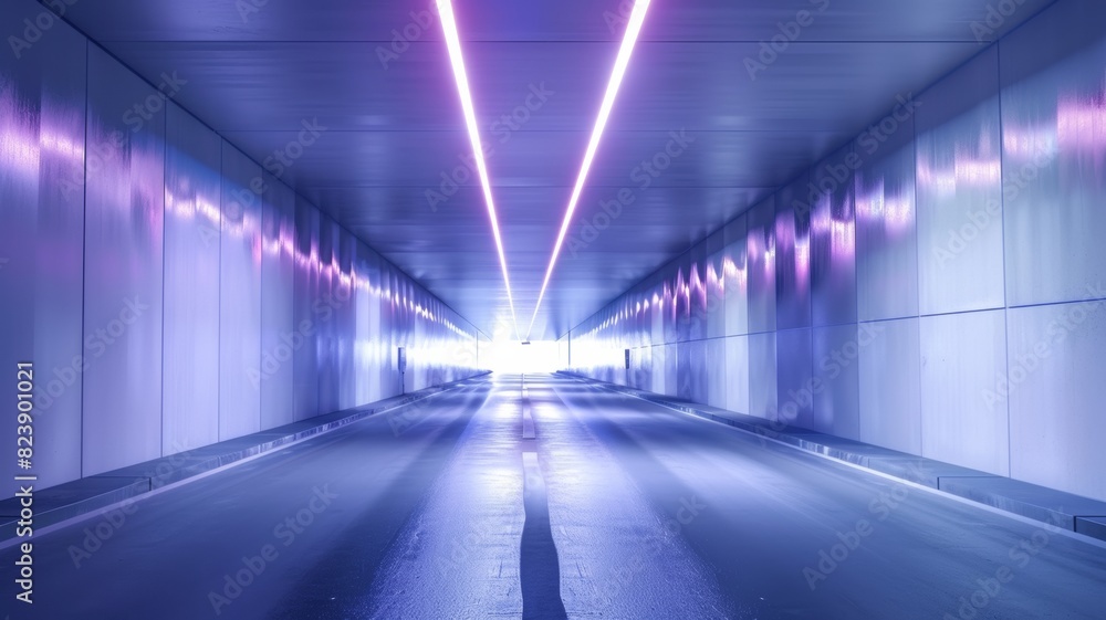 Modern Tunnel with bright light at end