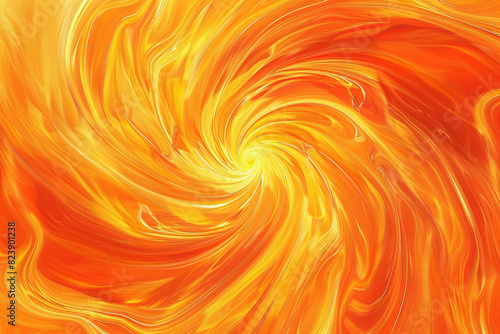 Vibrant swirling patterns in shades of orange and yellow, creating a warm, inviting abstract background,