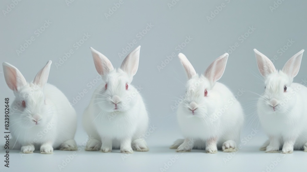 A group of white rabbits sitting together. Ideal for Easter or animal themed designs A group of white rabbits sitting together. Ideal for Easter or animal themed designs