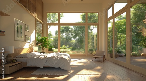 Room With Windows and Bed