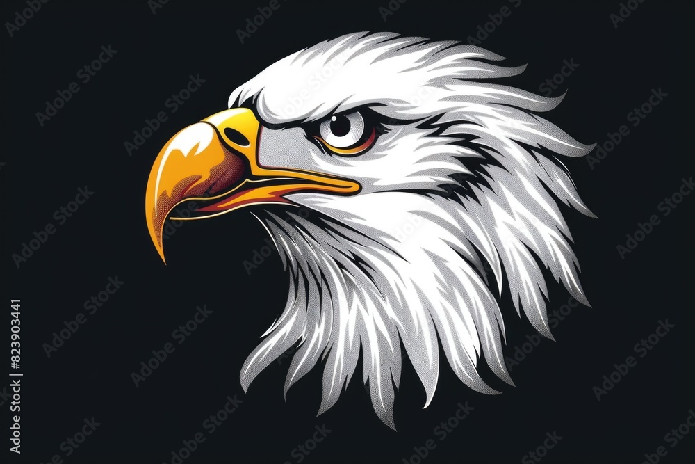 Close-up of an eagle head on a dark background. Perfect for wildlife and animal themes Close-up of an eagle head on a dark background. Perfect for wildlife and animal themes