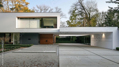 Modern house with empty driveway