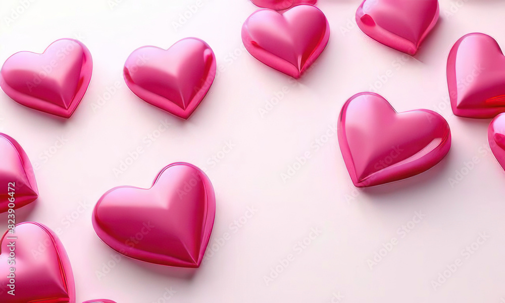 White background with many red hearts all around it with empty space in center White background with many red hearts all around it with empty space in center