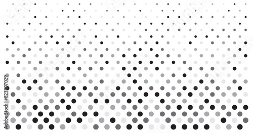 Dot halftone gradient black pattern background, polka shape circle seamless pattern.