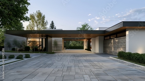 Modern house with empty driveway © Bird Visual