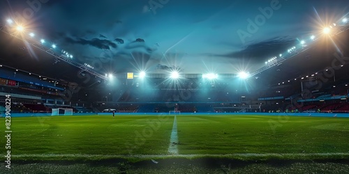 Dramatic Soccer Match Under the Bright Lights of a Stadium. Concept Sports Photography, Dramatic Lighting, Soccer Matches, Stadium Atmosphere © Anastasiia
