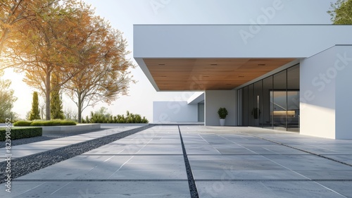 Modern house with empty driveway