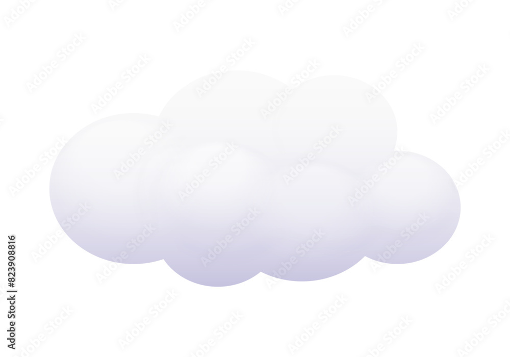 White cotton cloud, realistic sky decoration of kids nursery vector illustration