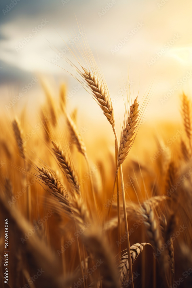 Close up of wheat field with sky background. Close up of wheat field with sky background.