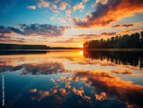 Photographer Captures Sunset at Serene Lake