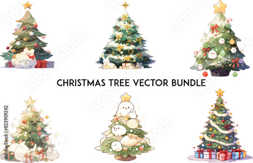 Obraz na płótnie Christmas tree vector bundle, Christmas trees collection , Christmas Tree Design Elements
w salonie
