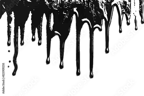 Black ink drips on white background, grunge style