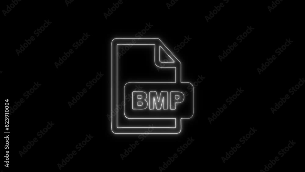 Neon Glowing BMP File Format Icon and Symbol Animation on Black Background Neon Glowing BMP File Format Icon and Symbol Animation on Black Background