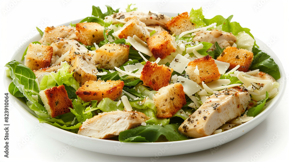 White Bowl Filled With Lettuce and Chicken White Bowl Filled With Lettuce and Chicken