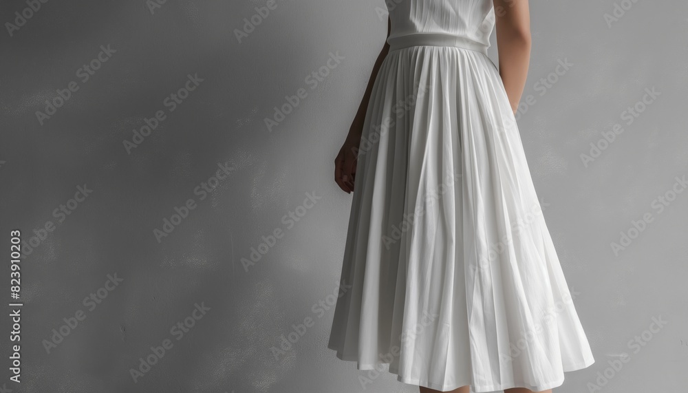 Woman in white pleated skirt Woman in white pleated skirt