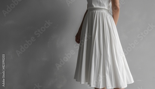 Woman in white pleated skirt