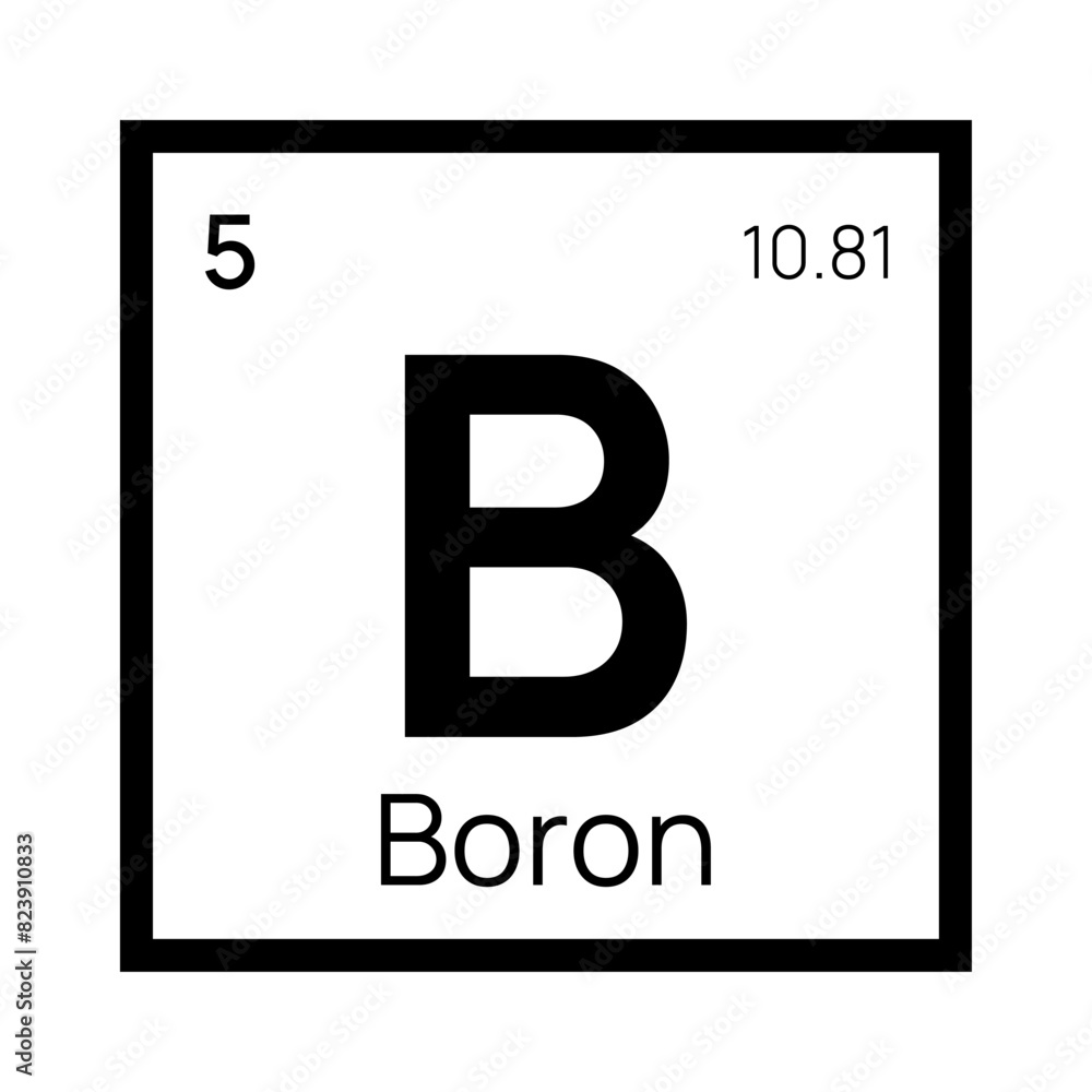 Boron chemical element of the periodic table. Vector isolated symbol B Boron chemical element of the periodic table. Vector isolated symbol B