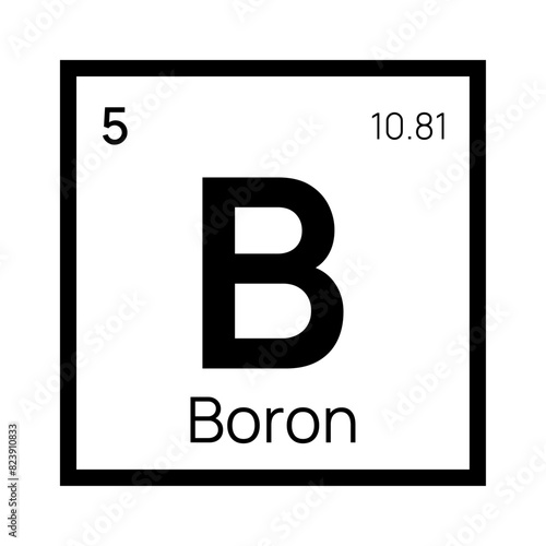 Boron chemical element of the periodic table. Vector isolated symbol B