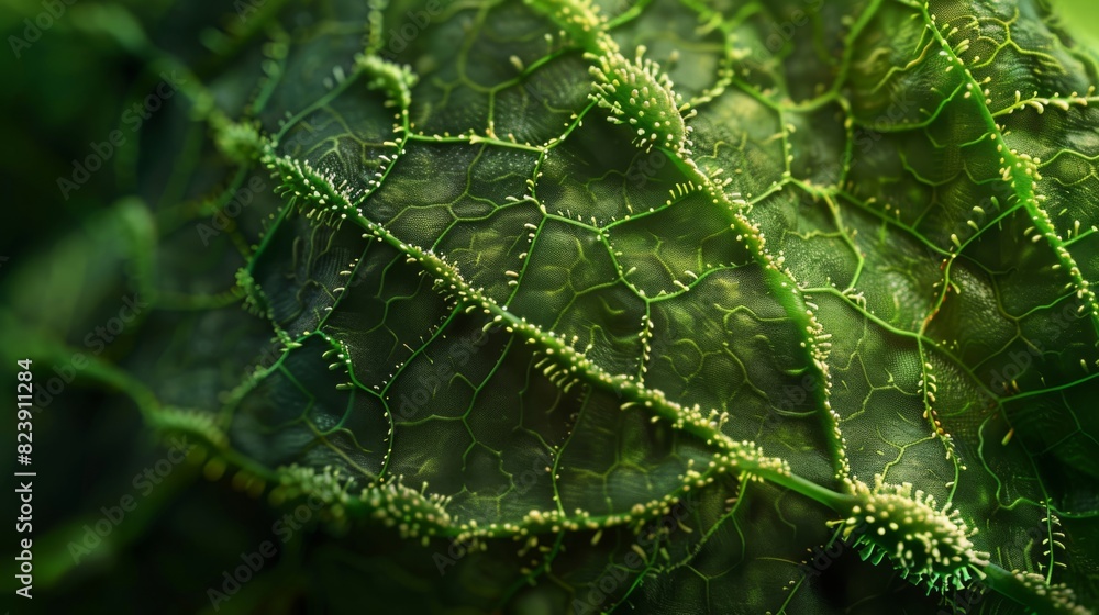 A leaf with green spots and veins A leaf with green spots and veins