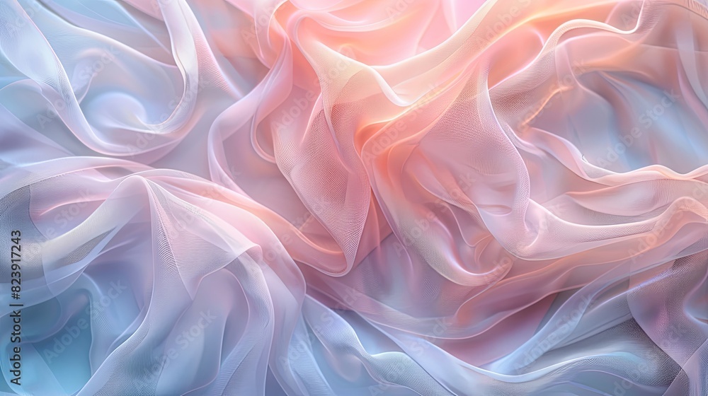 Fototapeta premium Abstract fabric background with delicate, lace-like patterns in soft color