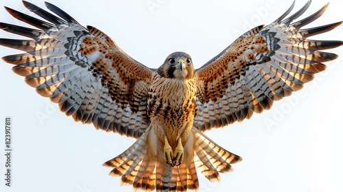 PNG image of a beautiful falcon in flight isolated on a white background photo