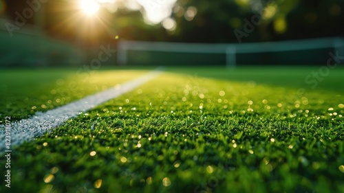 Game Ready: Close-Up of a Freshly Cut Badminton Court