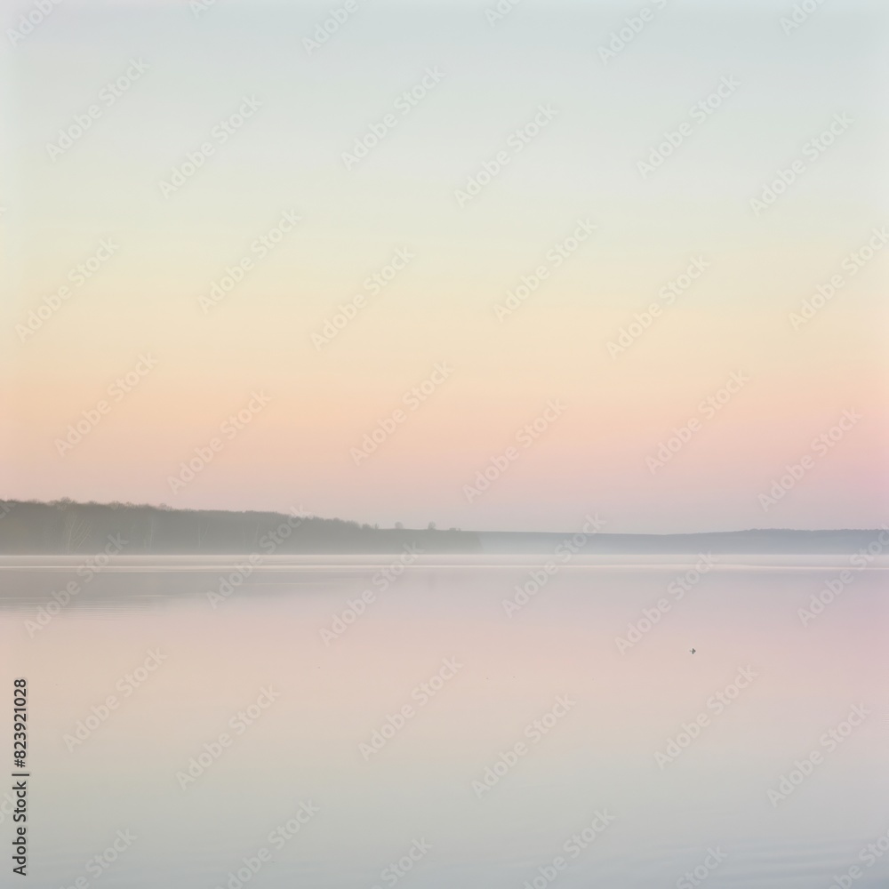 A calm lake with a beautiful pink and orange sky in the background A calm lake with a beautiful pink and orange sky in the background