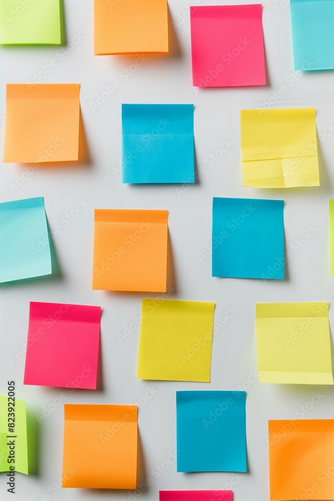 business graphic with whiteboard background with many colorful sticked on notes business graphic with whiteboard background with many colorful sticked on notes