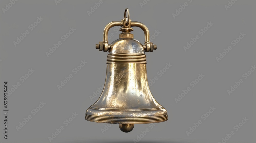 Golden Metal Bell on Transparent Background Golden Metal Bell on Transparent Background