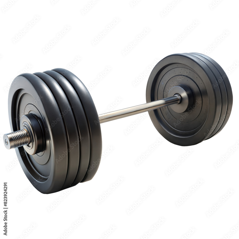 Naklejka premium A black weight bar with a black rubber plate on each side