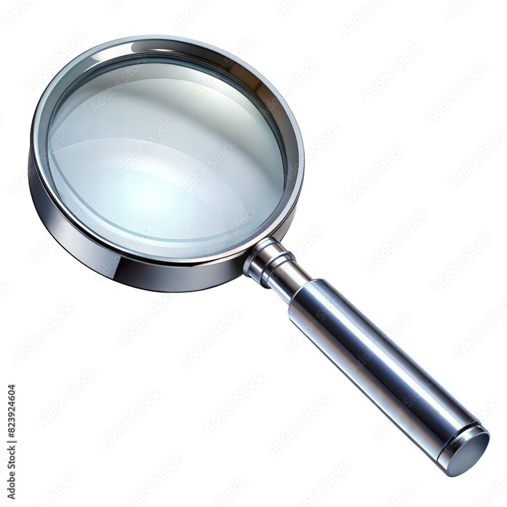 A magnifying glass is shown in a transparent background A magnifying glass is shown in a transparent background
