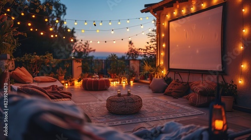 Illuminated Patio at Night