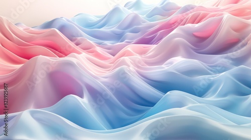 Stylish D Rendering Abstract Mountain Landscape with Soft Pastel Hues