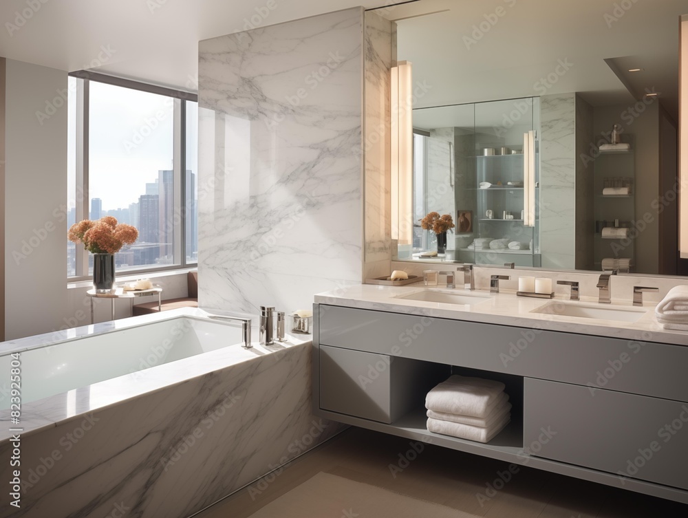 Morning Light in a Modern City Apartment Bathroom Morning Light in a Modern City Apartment Bathroom